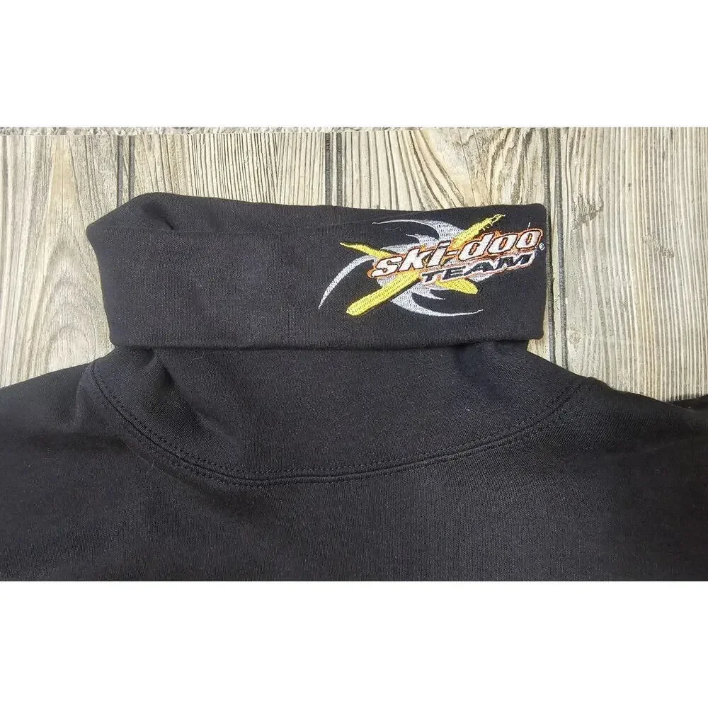 Vintage Men’s Ski-Doo Black Yellow Embroidered Turtle Neck Sweater Size Medium